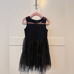 EUC Epic Threads Black Tank Tulle Dress with Gold Glitter Accents (4T)